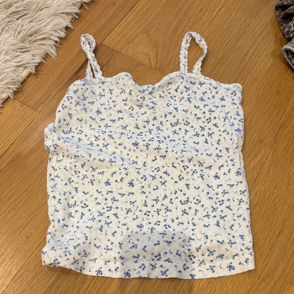 Blue Floral Kids Tank Top
